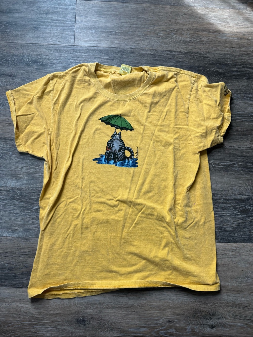 Crazy Shirts B. KLIBAN T-SHIRT LAVENDER RAIN CAT W/ XXL 1990’s-2000’s Hawaii